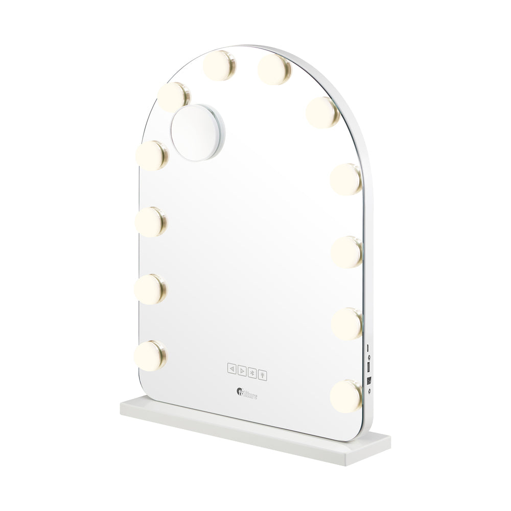 Oikiture LED Arched Makeup Mirror Bluetooth 61x43cm