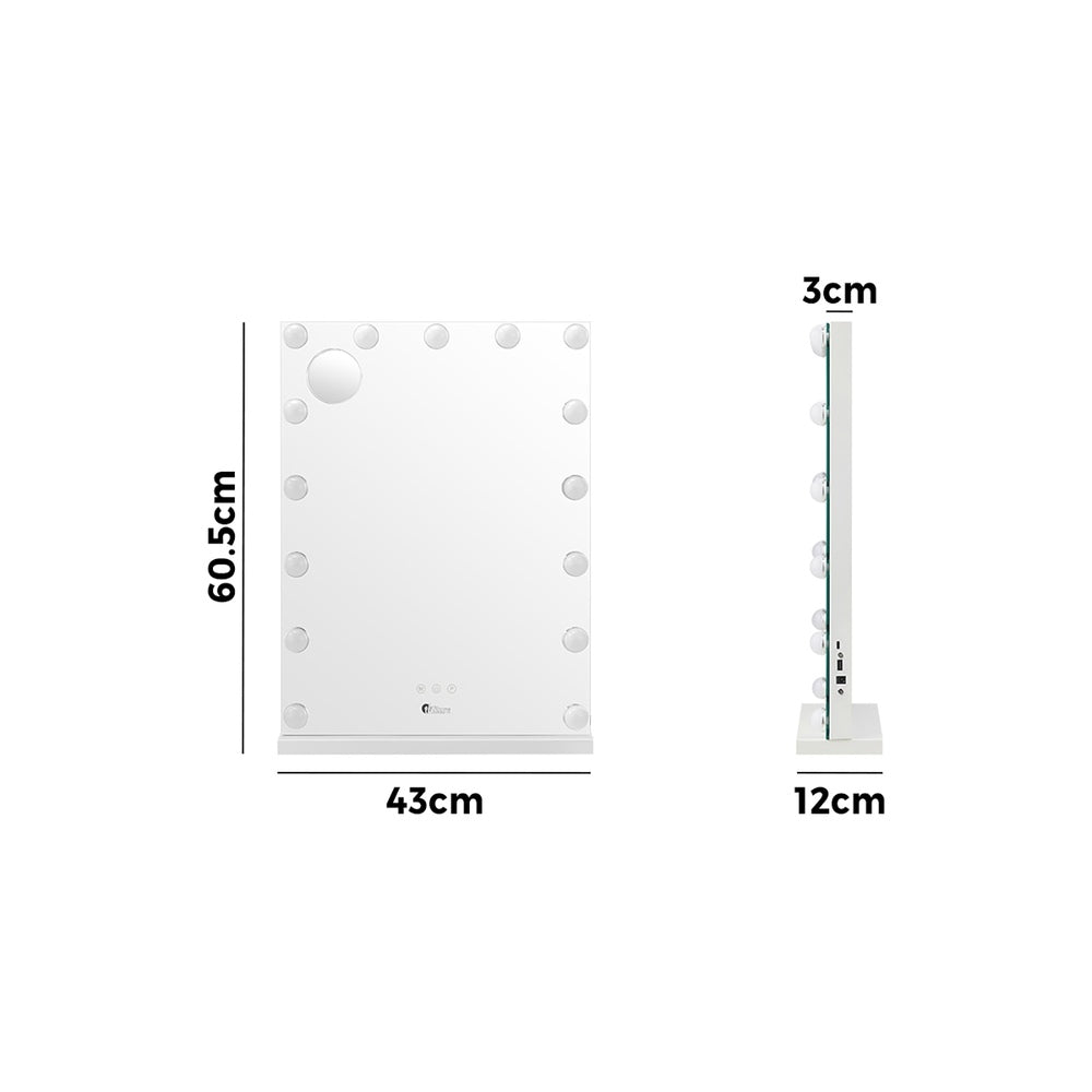 Oikiture LED Makeup Mirror Bluetooth Hollywood 61x43cm