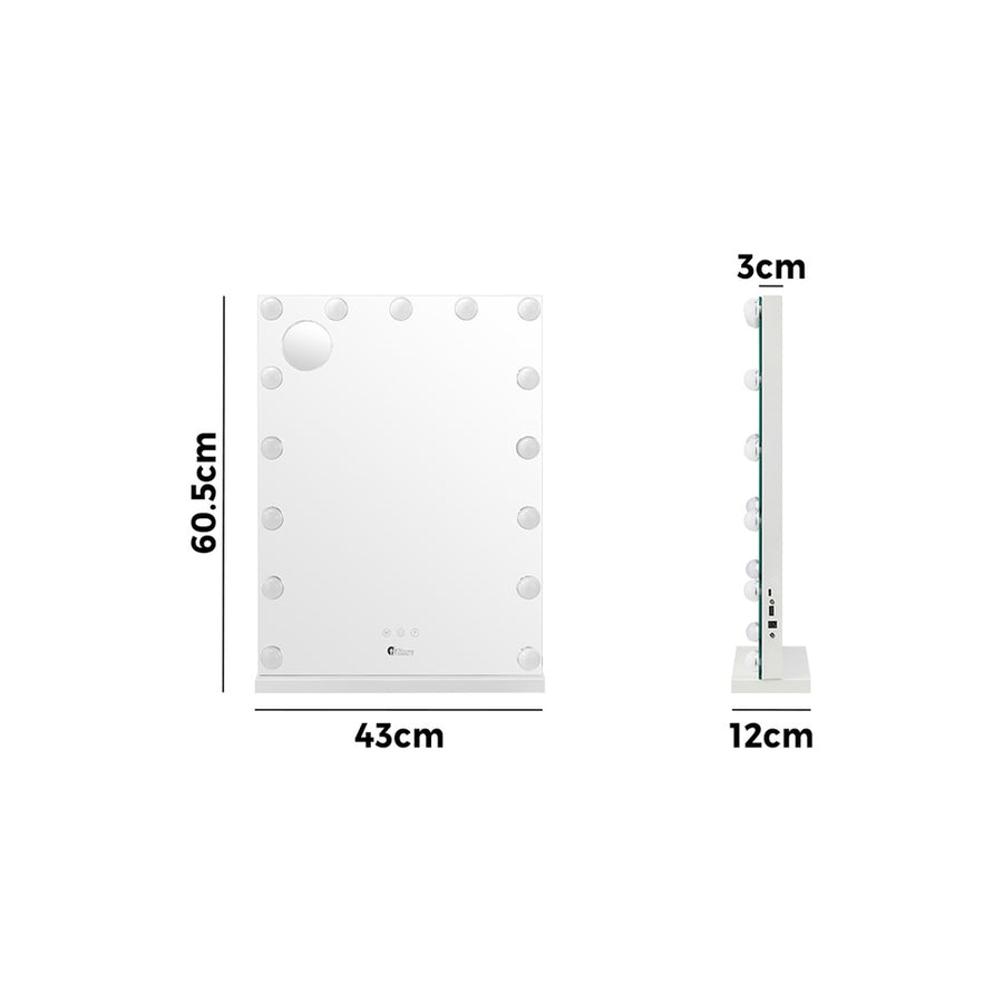 Oikiture LED Makeup Mirror Bluetooth Hollywood 61x43cm