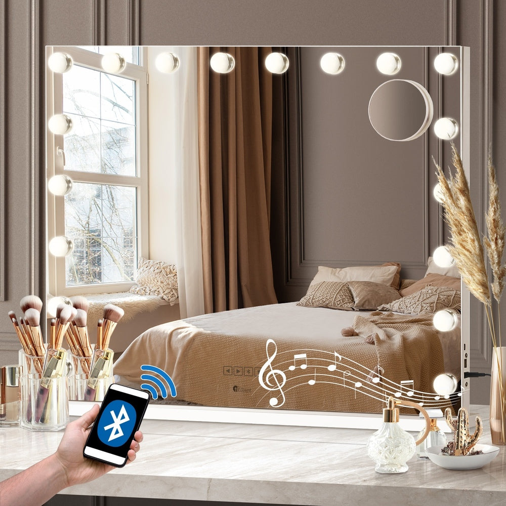 Oikiture Bluetooth Hollywood Makeup Mirrors with LED 80x62cm