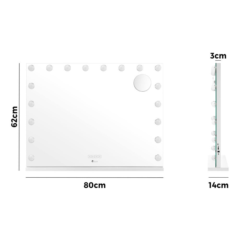 Oikiture Bluetooth Hollywood Makeup Mirrors with LED 80x62cm