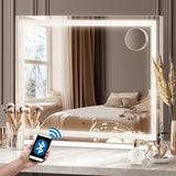 Oikiture Bluetooth Makeup Mirror Crystal LED 80x62cm