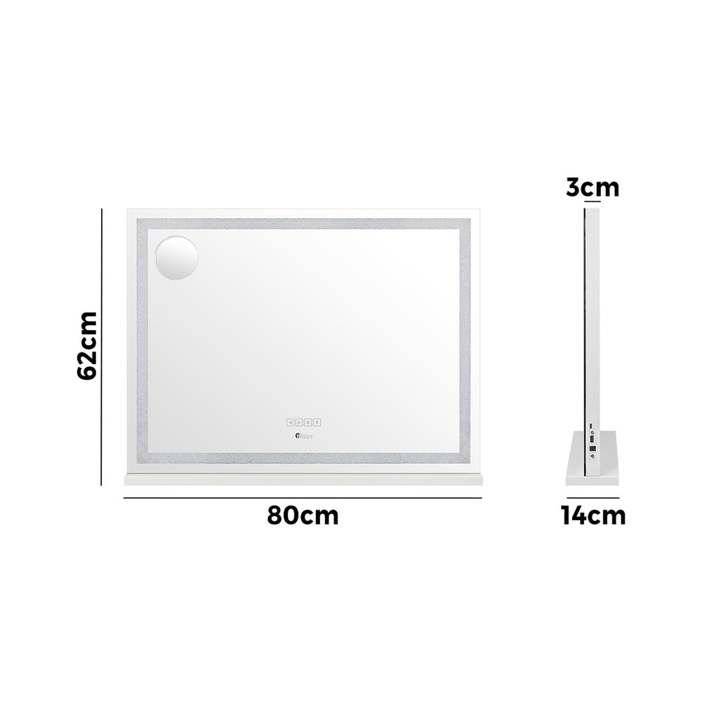 Oikiture Bluetooth Makeup Mirror Crystal LED 80x62cm