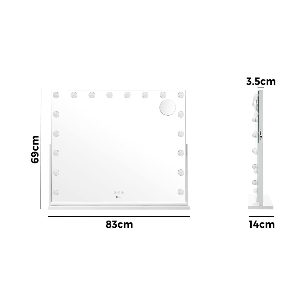 Oikiture Makeup Mirrors LED Bluetooth Rotatable 83x69cm