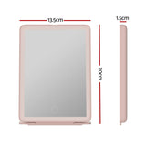 Travel-Friendly Pink LED Makeup Mirror with Customizable Brightness and Foldable Design - Front View