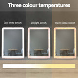 Travel-Friendly Pink LED Makeup Mirror with Customizable Brightness and Foldable Design - Top-Down View