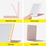 Embellir Compact Makeup Mirror w/ LED Light Portable Foldable Travel Beauty Pink