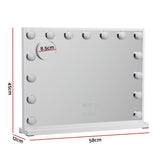 Embellir Makeup Mirror 58x45cm Hollywood Vanity with LED Light Tabletop White - Front View