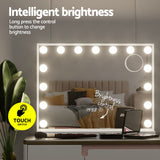 Embellir Makeup Mirror 58x45cm Hollywood Vanity with LED Light Tabletop White - Rear View