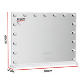 Embellir Makeup Mirror 80x60cm Hollywood Vanity with LED Light Tabletop White - Side View