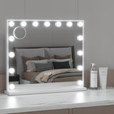 Embellir Makeup Mirror 60x52cm Hollywood Vanity with LED Light Tabletop White - Close-Up Angle