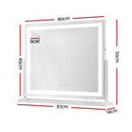 80x65cm Embellir Makeup Mirror Hollywood Vanity with LED Light White Frame, LED Lights