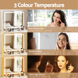 80x65cm Embellir Makeup Mirror Hollywood Vanity with LED Light White Frame - Top-Down View