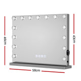 Embellir Bluetooth Makeup Mirror 58x46cm Hollywood Vanity with LED Light Wall - Front View