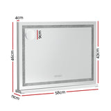 Glamour Touch Bluetooth LED Makeup Mirror with Crystal Frame - 58x46cm Hollywood Vanity - Front View