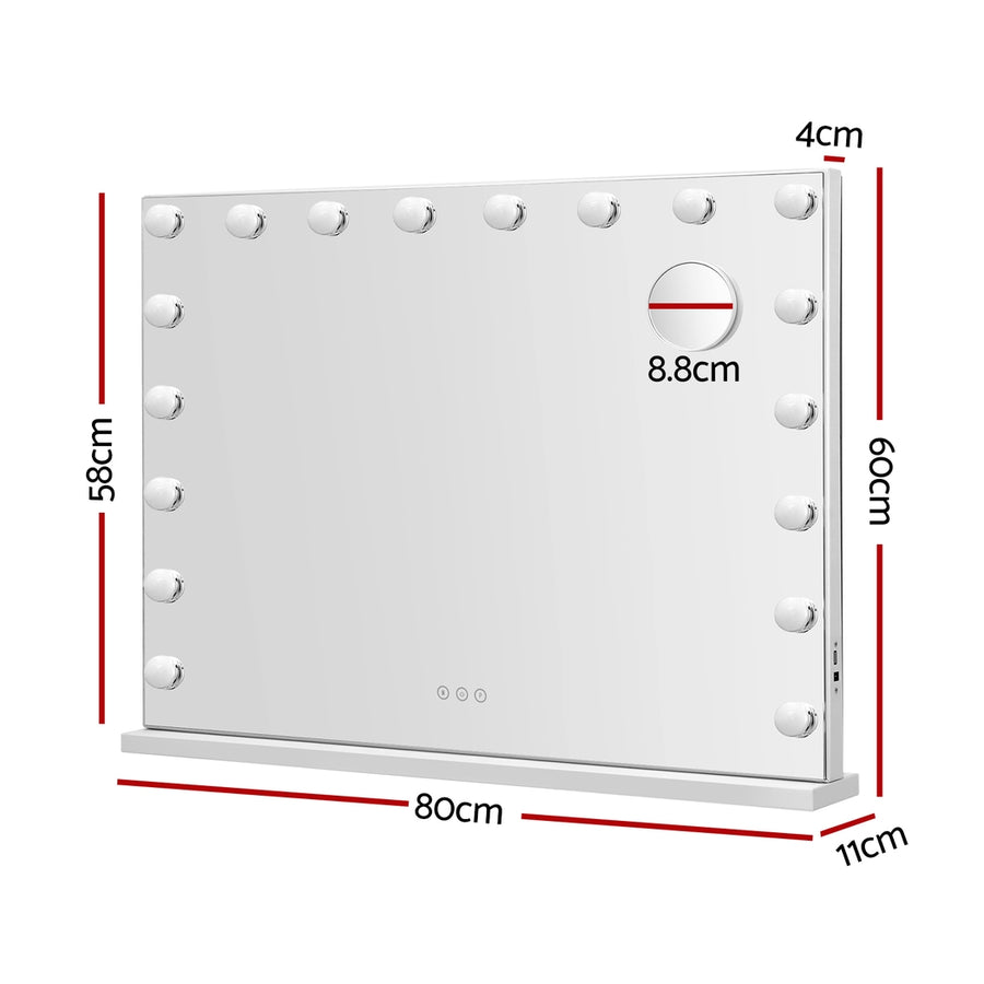 Embellir Makeup Mirror 80x58cm Hollywood Vanity with LED Light Tabletop Wall, LED Lights