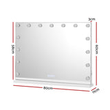 Embellir Bluetooth Makeup Mirror 80x58cm Hollywood Vanity with LED Light Wall - Front View