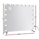 80x65cm Embellir Makeup Mirror Hollywood Vanity with LED Light Silver Legs - Front View