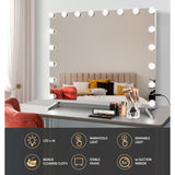 80x65cm Embellir Makeup Mirror Hollywood Vanity with LED Light Silver Legs - Top-Down View