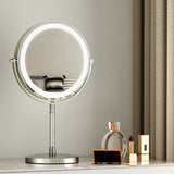 Embellir Makeup Mirror 20x20cm 10X Magnifying with LED Light Rotation Tabletop - Low Angle