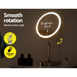 Embellir Makeup Mirror 20x20cm 10X Magnifying with LED Light Rotation Tabletop - Rear View
