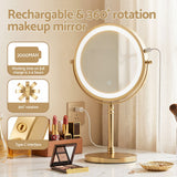 Embellir Lighted Makeup Mirror Rotation 10X Magnifying Double Sided Tabletop Gold - Top-Down View