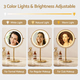 Embellir Lighted Makeup Mirror Rotation 10X Magnifying Double Sided Tabletop Gold - 45-Degree Angle