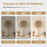 Embellir Lighted Makeup Mirror Rotation 10X Magnifying Double Sided Tabletop Gold - Rear View