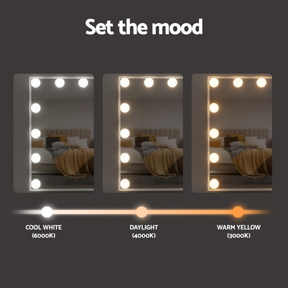 Embellir LED Bluetooth Vanity Mirror with Touch Control - 30x40cm Hollywood Style in White