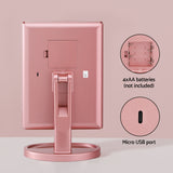Illuminated Pink Tri-fold Makeup Mirror with 1X/2X/3X Magnification and Portable LED Light - Rear View