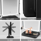 Embellir LED Makeup Mirror Tri-fold Lighted Vanity Mirrors 1X2X3X Magnifications - Close-Up Angle