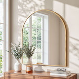Embellir Arch Wall Mirror, Decorative Gold Frame Mirrors, 86x81cm Bathroom Vanity Mirror, Slim Frame for Living Room Entryway Bedroom Decor - Close-Up Angle