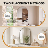 Embellir Arch Wall Mirror, Decorative Silver Frame Mirrors, 61x41cm Bathroom Vanity Mirror, Slim Frame for Living Room Entryway Bedroom Decor - 45-Degree Angle