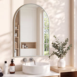 Embellir Arch Wall Mirror, Decorative Silver Frame Mirrors, 61x41cm Bathroom Vanity Mirror, Slim Frame for Living Room Entryway Bedroom Decor