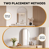 Embellir Arch Wall Mirror, Decorative Silver Frame Mirrors, 86x50cm Bathroom Vanity Mirror, Slim Frame for Living Room Entryway Bedroom Decor - 45-Degree Angle