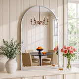Embellir Arch Wall Mirror, Decorative Silver Frame Mirrors, 86x50cm Bathroom Vanity Mirror, Slim Frame for Living Room Entryway Bedroom Decor - Rear View