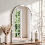 Embellir Arch Wall Mirror, Decorative Silver Frame Mirrors, 86x50cm Bathroom Vanity Mirror, Slim Frame for Living Room Entryway Bedroom Decor - Close-Up Angle