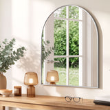 Embellir Arch Wall Mirror, Decorative Silver Frame Mirrors, 86x81cm Bathroom Vanity Mirror, Slim Frame for Living Room Entryway Bedroom Decor - Close-Up Angle