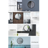 Embellir 2 Wall Mirror Makeup 50cm Home Decor Framed Mirrors Bathroom Round Black - Rear View