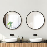 Embellir 2 Wall Mirror Makeup 50cm Home Decor Framed Mirrors Bathroom Round Black - Close-Up Angle