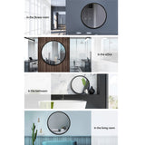 Embellir 2 Wall Mirror Makeup 70cm Home Decor Framed Mirrors Bathroom Round Black - Rear View