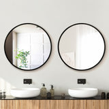 Embellir 2 Wall Mirror Makeup 70cm Home Decor Framed Mirrors Bathroom Round Black - Close-Up Angle