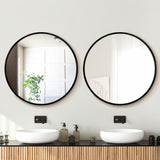 Embellir 2 Wall Mirror Makeup 80cm Home Decor Framed Mirrors Bathroom Round Black - Close-Up Angle