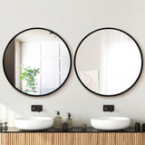 Embellir 2 Wall Mirror Makeup 90cm Home Decor Framed Mirrors Bathroom Round Black - Close-Up Angle