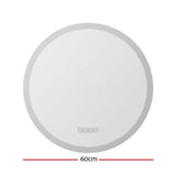 Embellir Bluetooth LED Wall Mirror With Light 60CM Bathroom Decor Round Mirrors - Front View