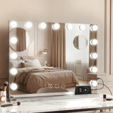 Embellir Makeup Mirror 58x46cm Hollywood Vanity with LED Light Tabletop Wall - Close-Up Angle