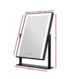 Embellir Makeup Mirror 25x30cm Hollywood Vanity with LED Light Rotation Black - Front View