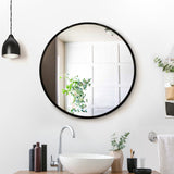 Embellir Wall Mirror Makeup 50cm Home Decor Framed Mirrors Bathroom Round Black - Close-Up Angle