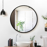 Embellir Wall Mirror Makeup 60cm Home Decor Framed Mirrors Bathroom Round Black - Close-Up Angle
