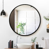 Embellir Wall Mirror Makeup 80cm Home Decor Framed Mirrors Bathroom Round Black - Close-Up Angle